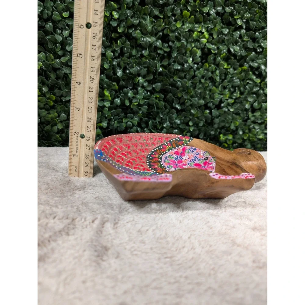 Shop With A Mission Thailand Hand Painted Wooden Elephant Trinket Dish Bowl